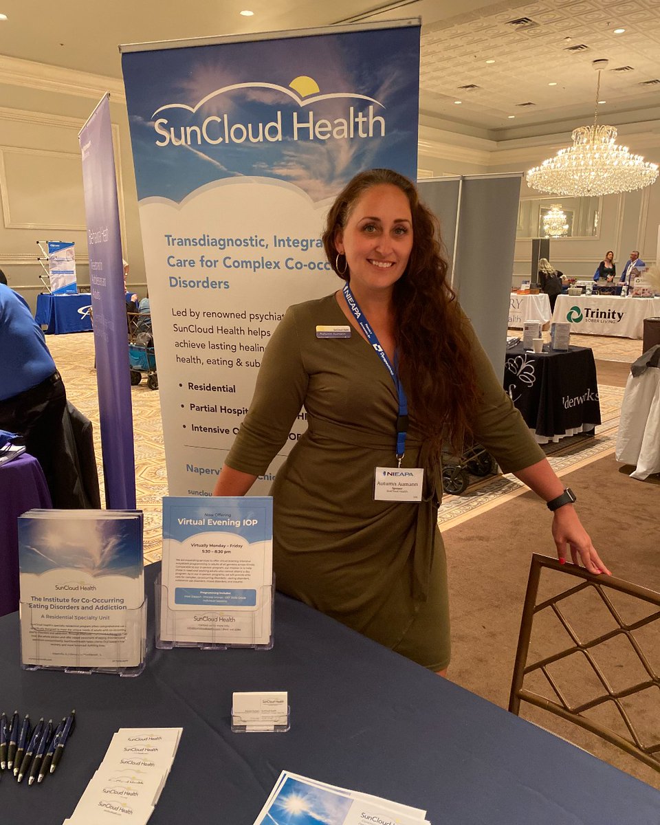 SuncloudHealth's tweet image. Autumn had a great day sharing SunCloud Health resources with her professional colleagues at #NIEAPA2023 #mentalheathtreatment