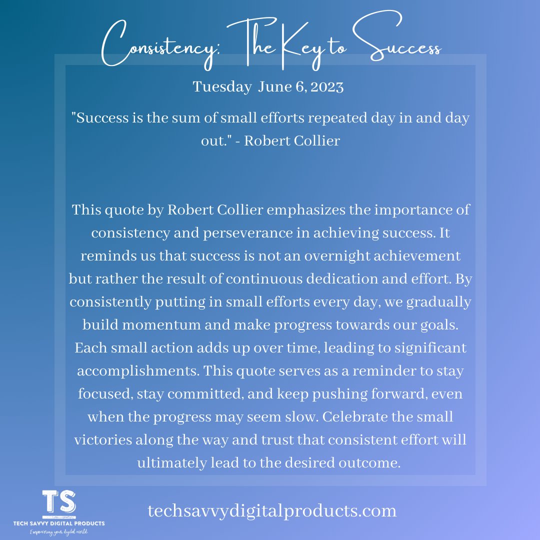 'Success is not achieved overnight, but through the consistent dedication and effort we put in each day. Embrace the power of small steps and keep moving forward.' #ConsistencyIsKey #DailyEffort #AchieveSuccess #motivationalquotes #motivation #motivational #motivationtuesday