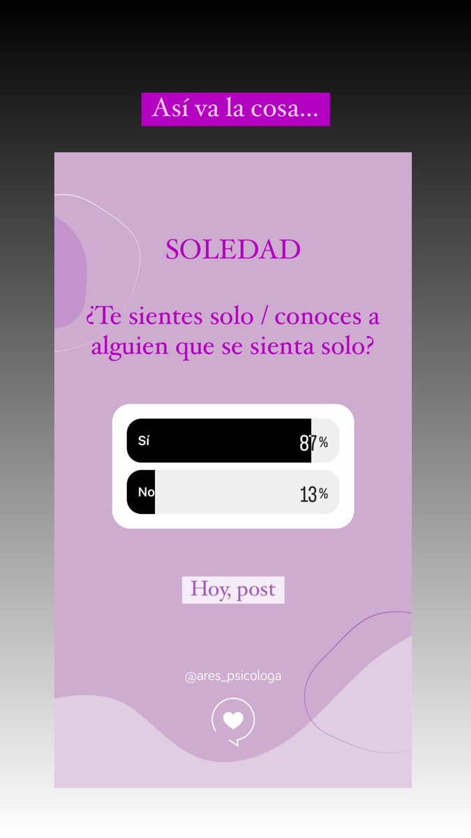 ares_psicologa's tweet photo. Esta mañana recibía un mensaje de una amiga mía: “me siento sola”. Y me he parado a reflexionar sobre la de veces que he oído esta frase últimamente.

#soledad #psicologia #reflexiones #terapiaonline #psicoterapia #bilbao #ares_psicologa #arespsicologa #conlos5sentidos https://t.co/7WIch6PVSq