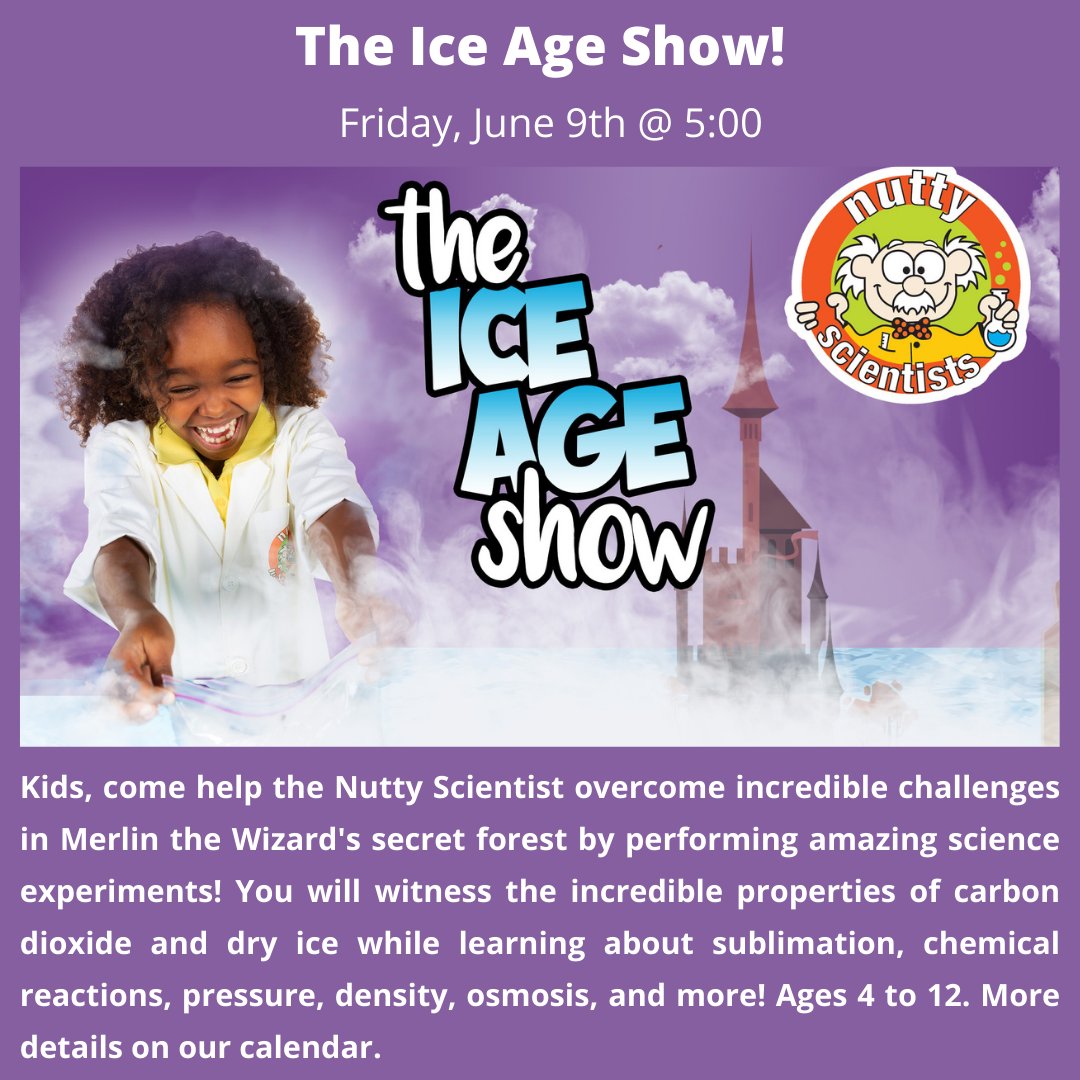 MillbrookLib's tweet photo. This Friday June 9 at 5pm join us for the Ice Age Show!
For kids ages 4-12
For more info and to register head to https://t.co/X8SU1Ie9H5 https://t.co/X7I6oomsZQ