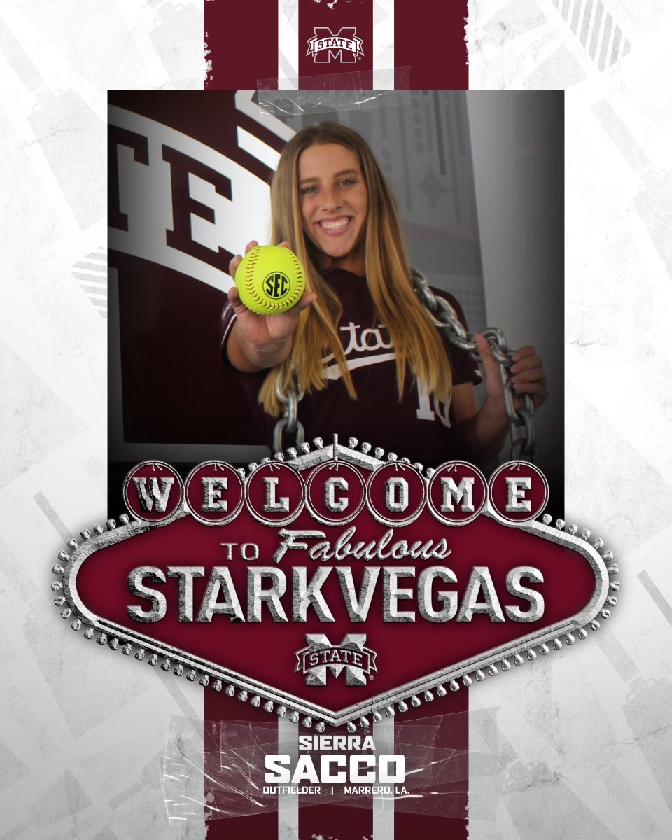 Mississippi State Softball (@hailstatesb) on Twitter photo Welcome to #StarkVegas, <a href="/SierraSacco_/">Sierra Sacco</a>!
Sierra is a former Top 10 Finalist for the NFCA Freshman of the Year award and a two-time First Team All-Conference USA selection!
📰 hailst.at/3P0Ku7m
📝 hailst.at/43FC8G6
#HailState🐶 Welcome to #StarkVegas, <a href="/SierraSacco_/">Sierra Sacco</a>!
Sierra is a former Top 10 Finalist for the NFCA Freshman of the Year award and a two-time First Team All-Conference USA selection!
📰 hailst.at/3P0Ku7m
📝 hailst.at/43FC8G6
#HailState🐶