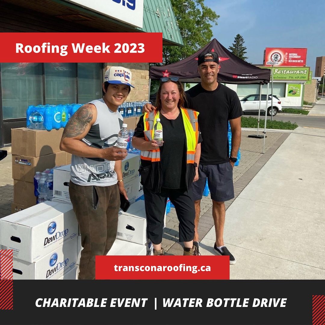 TR_RoofingLtd's tweet image. Day 2 of Roofing Week! Charitable Events!
Our TR team was extremely happy to donate 21 cases of bottled water to the @virginradiowinnipeg water bottle drive in support of @mainstreetproject. #givingback #MainStreetProject @crcanews