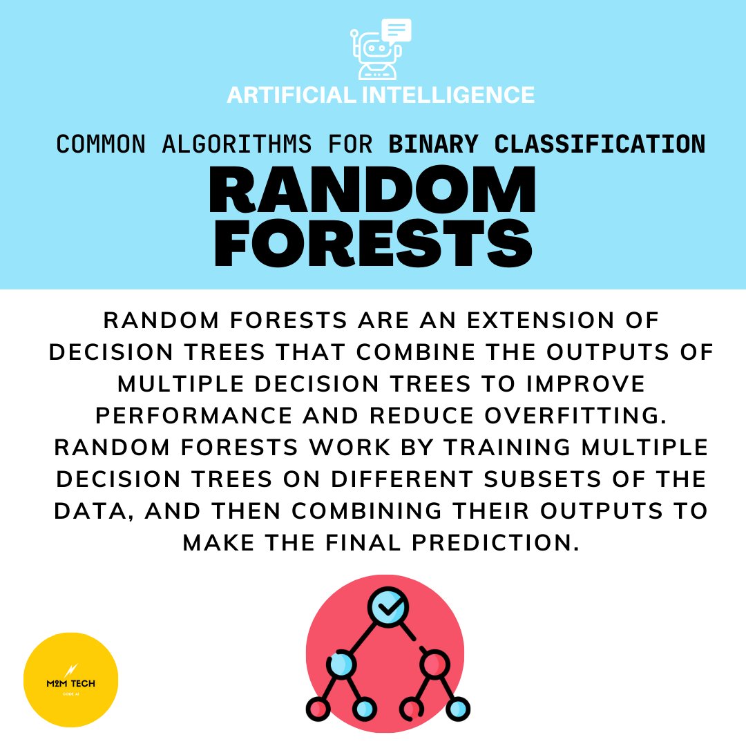 Bend_ai_LLC's tweet image. Explore common algorithms for binary classification, such as random forests, in a neutral and informative manner. Discover the various techniques and their applications. 🌳📱 #RandomForests #BinaryClassification via Bend.ai