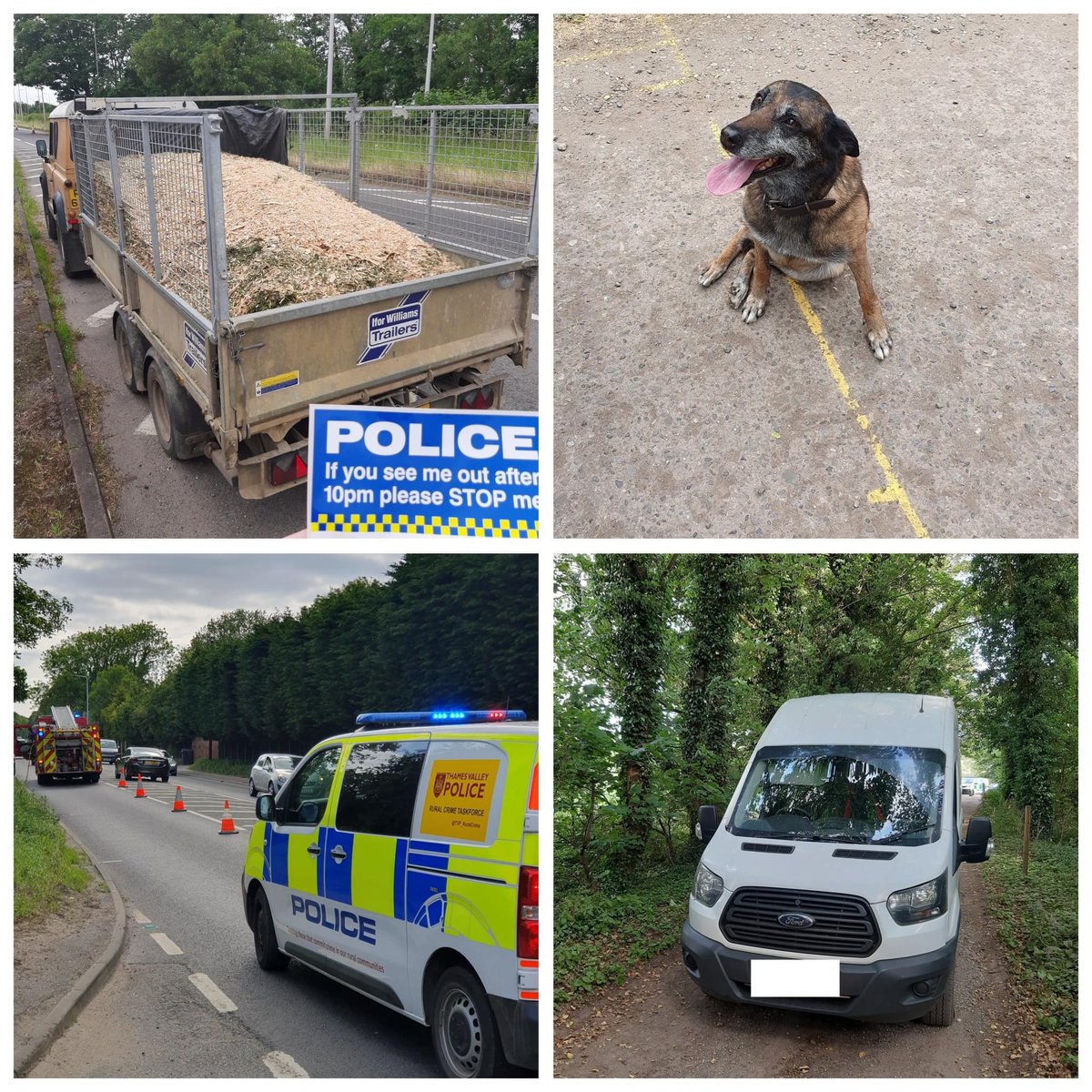 Today PC’s Boyes & Perry patrolled @TVP_WestBerks  

They met with @MODPolice & got to wish Police Dog Ellie all the best on her retirement

Later they assisted @RBFRSofficial with a🔥on the A4 nr Padworth

Finally, they assisted @tvprp with locating a stolen vehicle in Bradfield