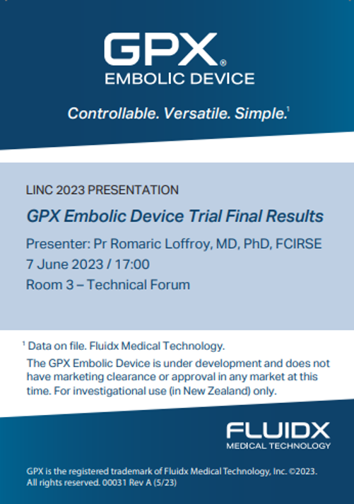 Are you at #LINC2023? Make sure you catch Dr. Romaric Loffroy present cases from the recent #GPXEmbolic trial, highlighting a wide range of peripheral applications. #interventionalradiology #interventionaloncology #oncology #embolization