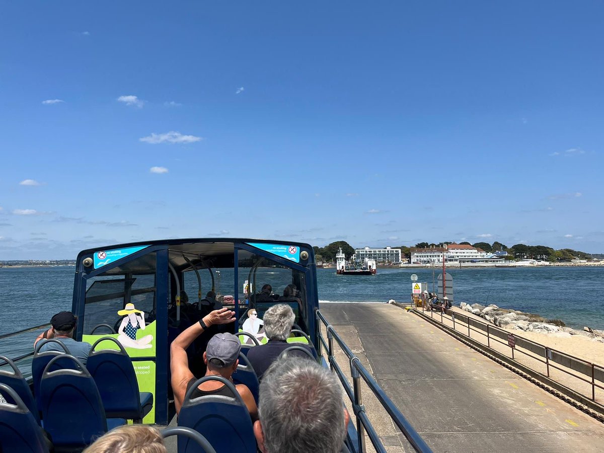 Open-top bus ride this am, Purbeck Breezer route 50, Swanage to Bournemouth, via Studland, Purbeck hills, Sandbanks, Shell Bay, Poole, over the chain ferry. Stunning views, feel the breeze. #ScenicBuses