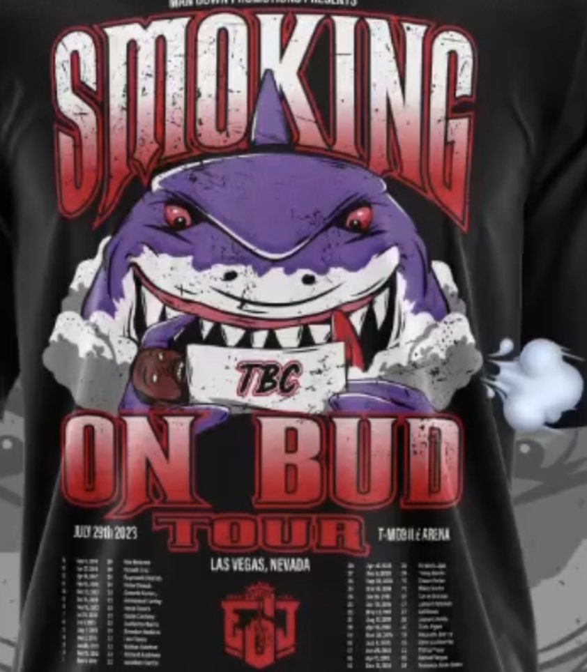 ShacCooper's tweet photo. Big Fish say he’s gonna roll Bud up and smoke’em 😂

#ManDownPromotions new tee,
“Smoking on Bud.”

#SpenceCrawford 
#Boxing https://t.co/4rdbTkzpFc