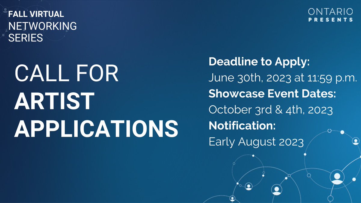 Now Accepting Applications from #Artists across Canada of all disciplines in the #PerformingArts! Special consideration will be given to artists who identify as IBPoC, disabled, Deaf and LGBTQ2S+.

Deadline to Apply: June 30, 2023

Details here: bit.ly/3oQTUrd