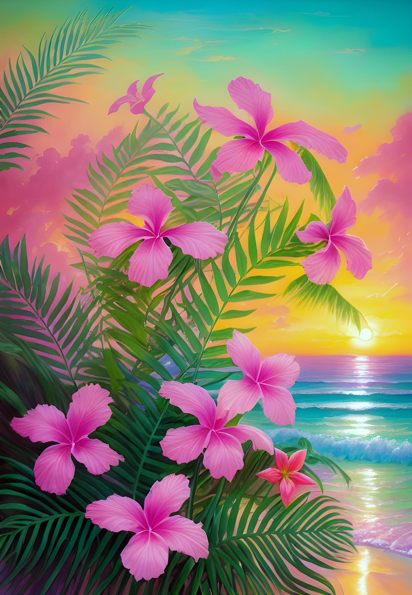 '#FlowerFantasy: Tropical Flower Sunset'🌴🌅🌺