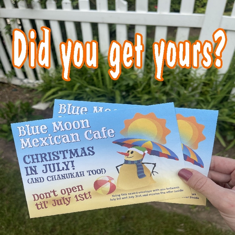 It's June #AtTheMoon 😎 Dine with us during the month of June and receive a mystery offer redeemable in July for our Christmas 🎄in July 🌞 promo.  Don't miss out - quantities are limited!! #wyckoffnj #denvillenj #bluemoon #christmasinjuly #promo #njrestaurants #mysterygift