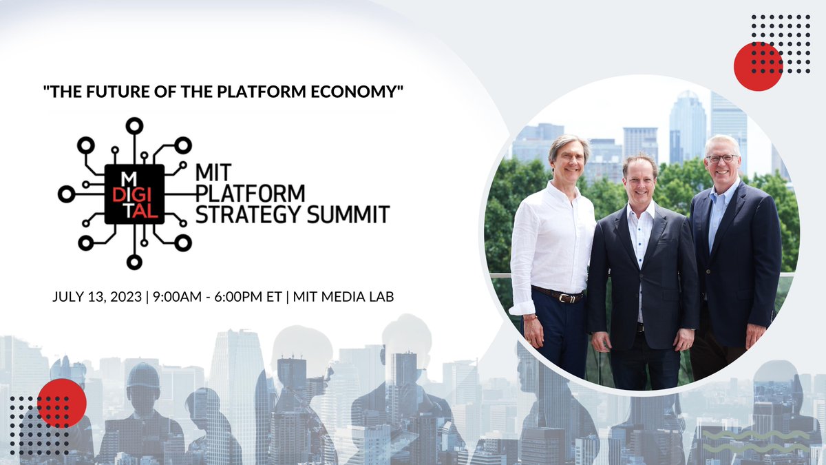 MIT IDE (@mit_ide) on Twitter photo 🐦 Early Bird Tickets Still Available🐦 for the <a href="/MIT/">Massachusetts Institute of Technology (MIT)</a> Platform Strategy Summit exploring the future of the #platformeconomy
Join <a href="/g2parker/">Geoff Parker</a> <a href="/InfoEcon/">Marshall Van Alstyne</a> + <a href="/pevans_c/">Peter C. Evans</a> on July 13 <a href="/MIT/">Massachusetts Institute of Technology (MIT)</a>
Topics include: #ai #creatoreconomy #CircularEconomy +more
👉Get tickets now: bit.ly/mitplatforms23 🐦 Early Bird Tickets Still Available🐦 for the <a href="/MIT/">Massachusetts Institute of Technology (MIT)</a> Platform Strategy Summit exploring the future of the #platformeconomy
Join <a href="/g2parker/">Geoff Parker</a> <a href="/InfoEcon/">Marshall Van Alstyne</a> + <a href="/pevans_c/">Peter C. Evans</a> on July 13 <a href="/MIT/">Massachusetts Institute of Technology (MIT)</a>
Topics include: #ai #creatoreconomy #CircularEconomy +more
👉Get tickets now: bit.ly/mitplatforms23