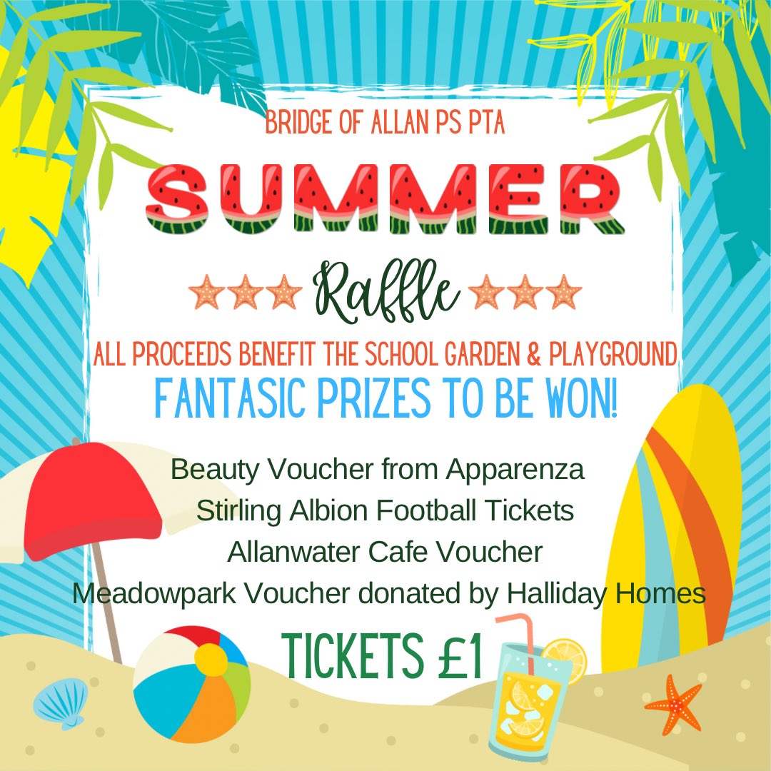 More Raffle prizes announced. Thank you Allanwater Cafe, Halliday Homes, Stirling Albion FC and Apparenza Beauty for these fantastic prizes. Tickets £1. Draw 16th June. #inittowinit #community #summerraffle