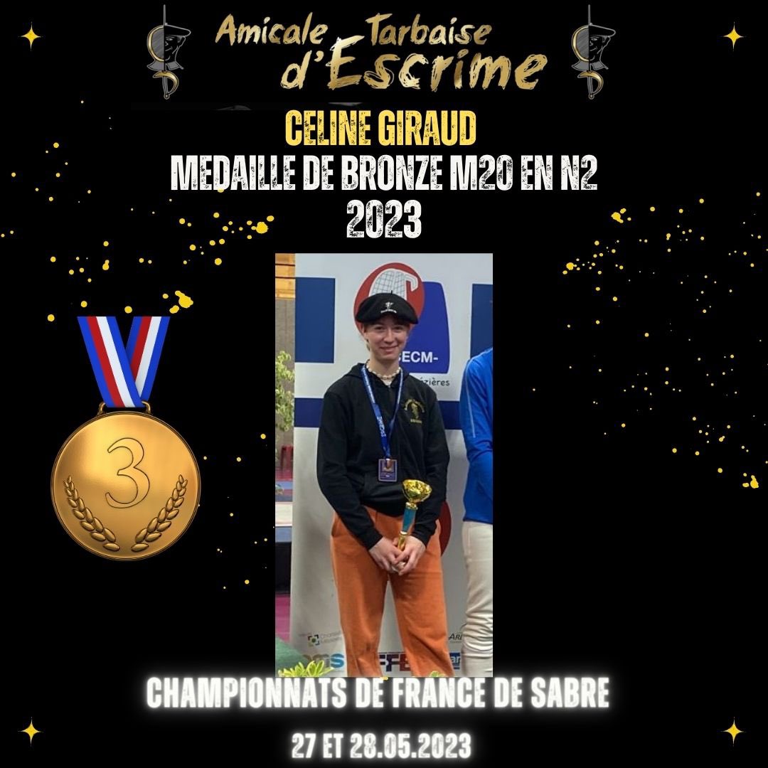 ATEscrime's tweet photo. M20 Championnats de France Sabre 2023

- Mélissa Larieule : Médaille d’argent N2
- Céline Giraud : Médaille de bronze N2 https://t.co/yFr6mlwWtL