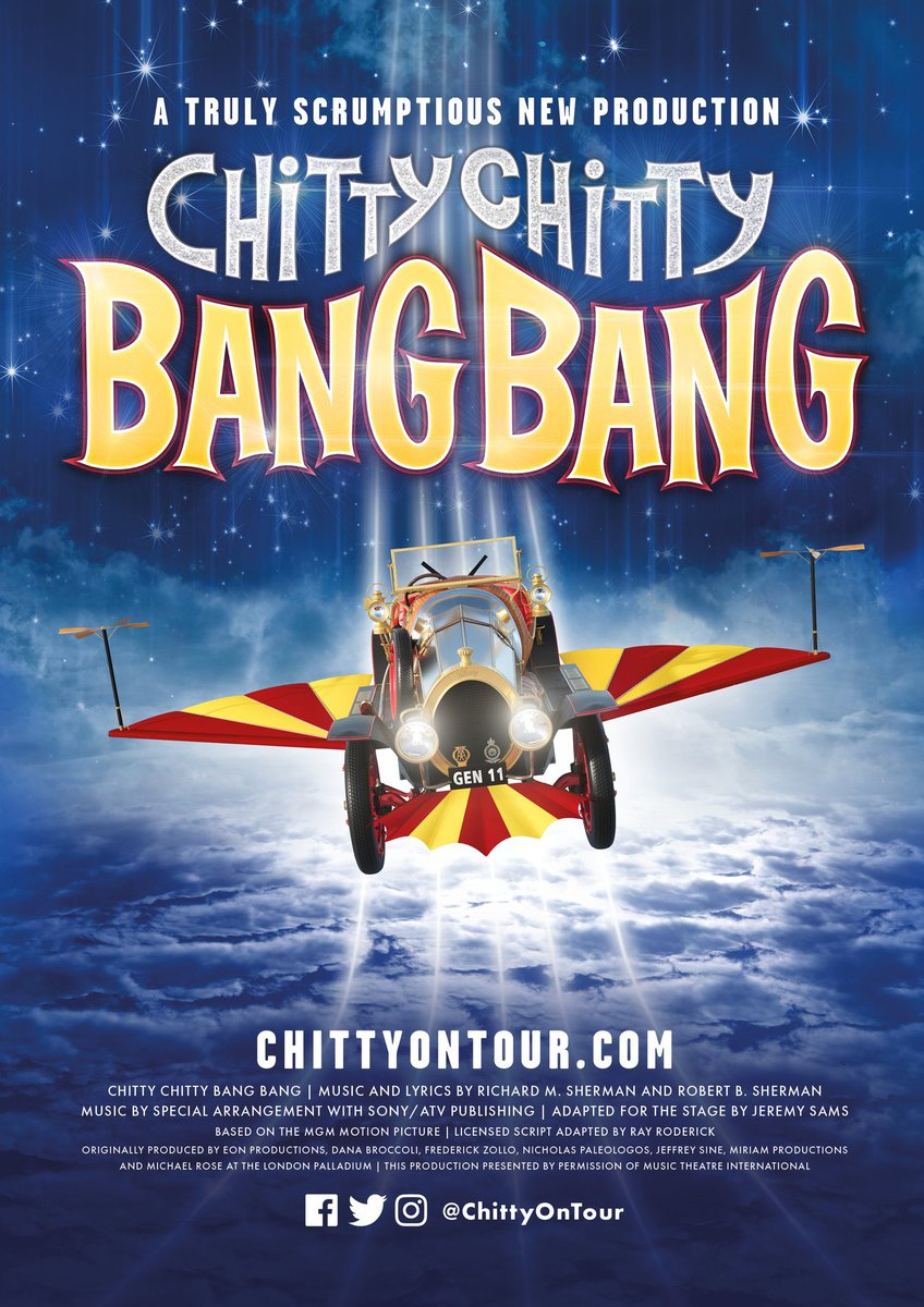 #ChittyChittyBangBang is hitting the road again in a #TrulyScrumptious production.  Beginning in #Southampton in April 24, it has #Scottish dates in #Edinburgh at @edinplayhouse, #Aberdeen at @APAWhatsOn, #Glasgow at @KingsandRoyal & #Inverness at @EdenCourt. #WhatsOn #Theatre