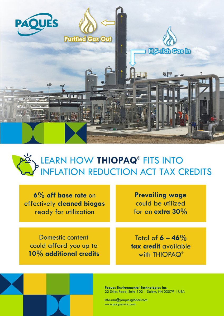 Learn how THIOPAQ® fits into Inflation reduction act #tax credits.

#biogas #h2sremoval #desulfurization #biogasdesulfurization