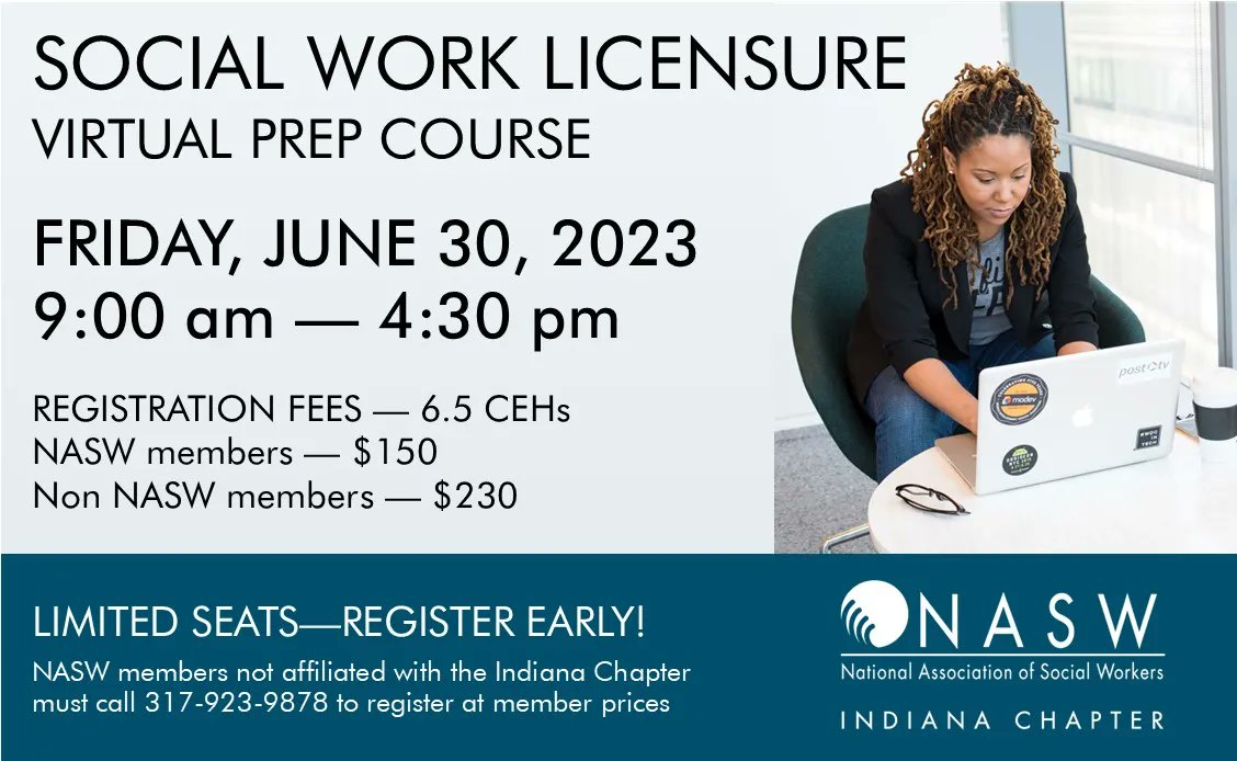 Looking for resources, information and strategies to help pass the ASWB Social Work Licensing exam? This course is for all levels - BSW/LBSW, MSW/LSW or LCSW - Register by 6/15/23 at buff.ly/435mQv1  #NASW #NASWIN