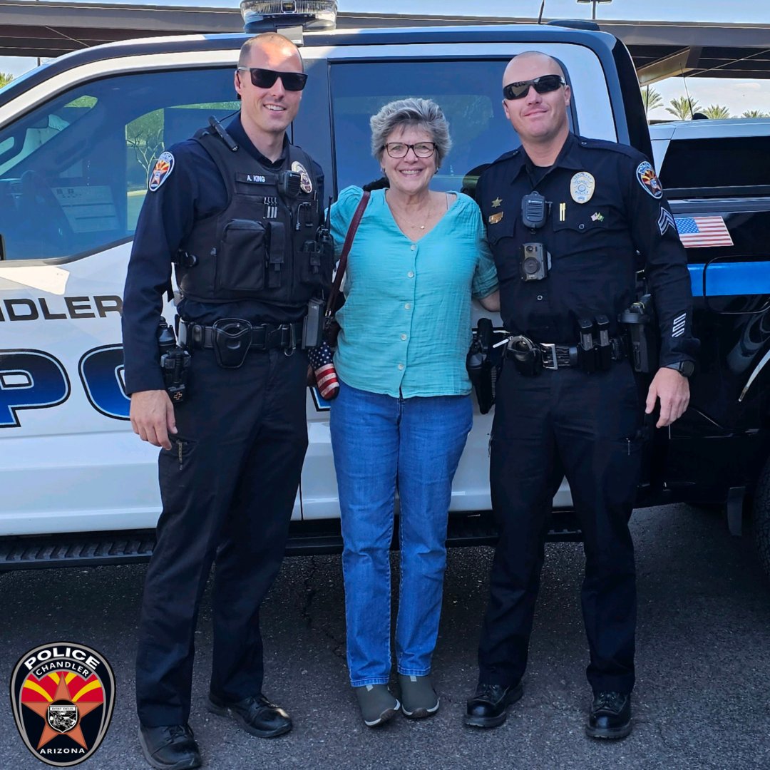 Mrs. King spent a few hours with each of her sons on a Saturday morning ride along. Her smile shows just how proud she is to be the mother of two #Chandler Police Officers.
#BeChandlerPD #ChandlerAZ #Community #PathForward
@cityofchandler