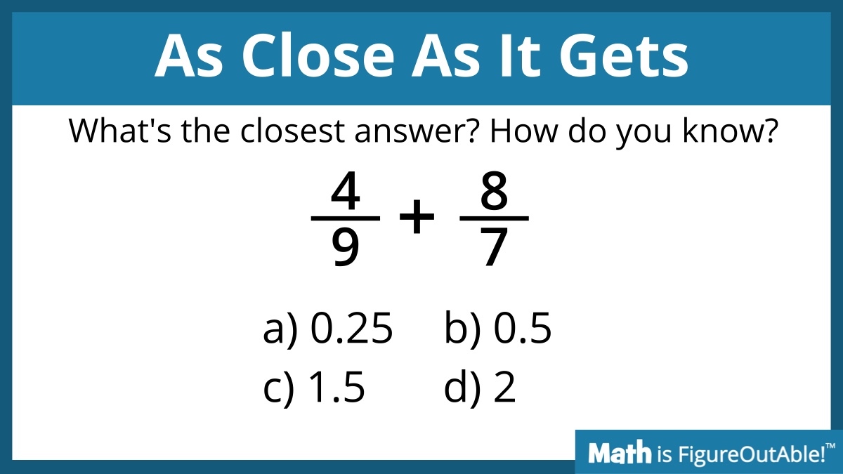 pwharris's tweet photo. #TryThisTuesday

A routine to promote sense making is As Close As It Gets, where you don't have to solve the problem, just choose the answer that is the closest.

How will your students answer?

#MTBoS #ITeachMath #MathIsFigureOutAble #Elemmathchat #MSmathchat #HSmathchat https://t.co/qO82DigHOx