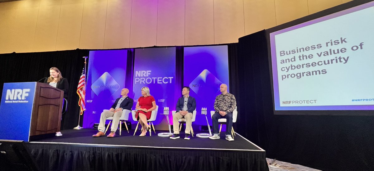 #NRFPROTECT is in full swing! Today, RH-ISAC leaders Bryon Hundley and Kristen Dalton had the opportunity to facilitate a panel discussion titled Business Risk and the Value of Cybersecurity Programs.
