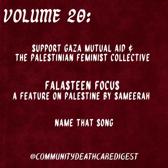 reshamm's tweet photo. Volume 20 of Community Deathcare Digest (published on May 13th) was another powerful curation by Sameerah on Palestinian life, death, grief, and love. It’s also a call to action and a collective scream of grief, rage and deep love. https://t.co/1cvPOURwJI https://t.co/rwaO31dgAv