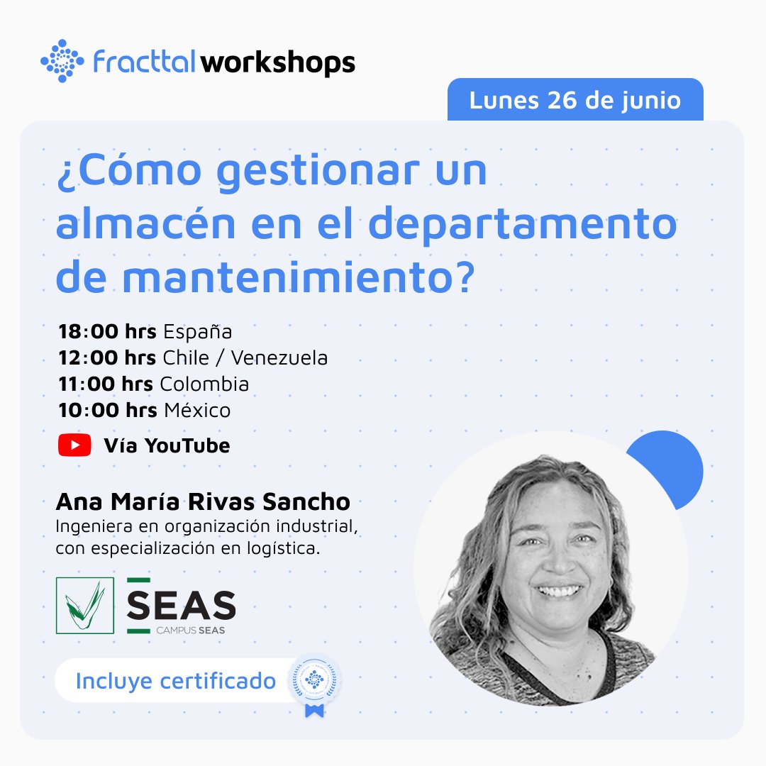 📣 ¡No te pierdas nuestro próximo workshop gratuito junto a <a href="/SEAS_Formacion/">SEAS</a>!

Sobre ¿Cómo Gestionar un almacén en el departamento de mantenimiento?

👇🏻👇🏻👇🏻👇🏻👇🏻👇🏻👇🏻👇🏻