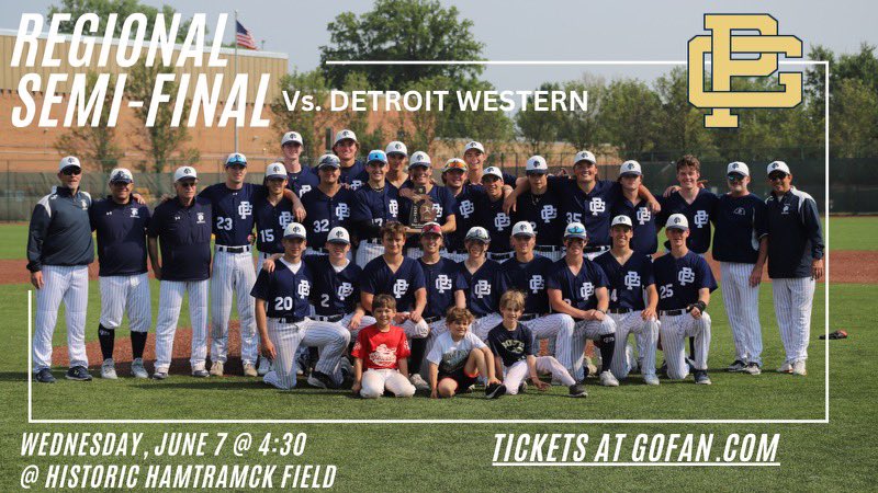 GPSBaseball's tweet photo. Here are the details for tomorrows regional semi-final vs. @WesternBasebal1. We would love to see you all there at a great historic ballpark! Please note that tickets must be purchased ahead of time and cash is not accepted at the door… https://t.co/GmpVNPrPkC