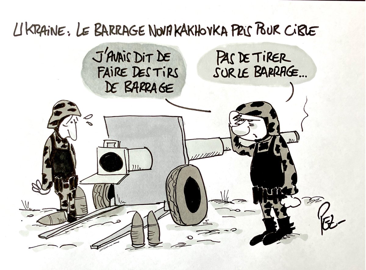 #ukraine #guerre #russie #Poutine #Zelensky #barrage #tirs #NovaKakhovka #missiles #inondations #DessinDePresse #dessin