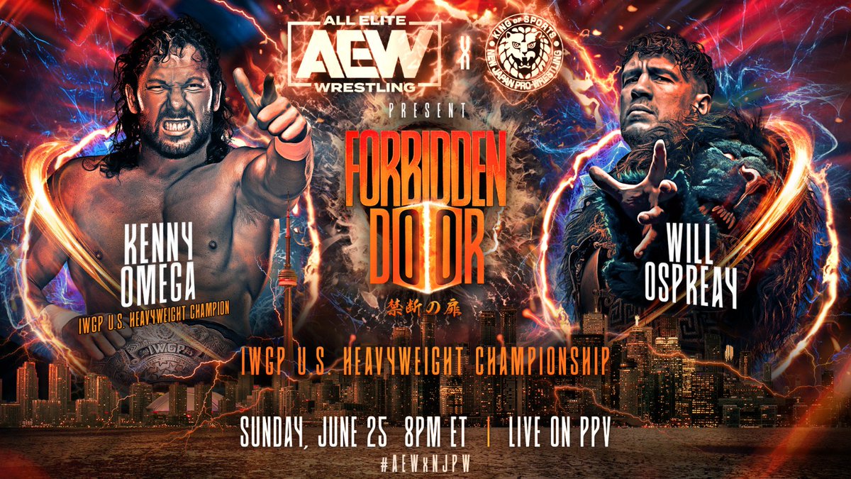 Fresh from competing at @ThisIs_Progress #SSS16.

@WillOspreay challenges IWGP United States Champion @kennyomegamanX, in a rematch from this year's #WrestleKingdom

Can the Essex native, reclaim the gold at #Forbiddendoor? 

Who is your pick?

#AEW
#AEWxNJPW