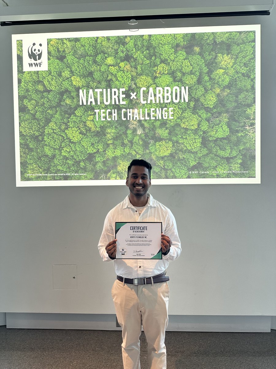 derektrobinson's tweet photo. Very excited to continue working w Korotu to quantify #tree #carbon as a @WWFCanada @RBC @Microsoft Nature x Carbon Tech Finalist!   Our @PhoenixLiDAR #drone / #uav &amp; @MitacsCanada  funded @GeogWaterloo #students are shown with other fantastic finalists.  Thank you @WWFCanada! https://t.co/AhV2ilUGT8