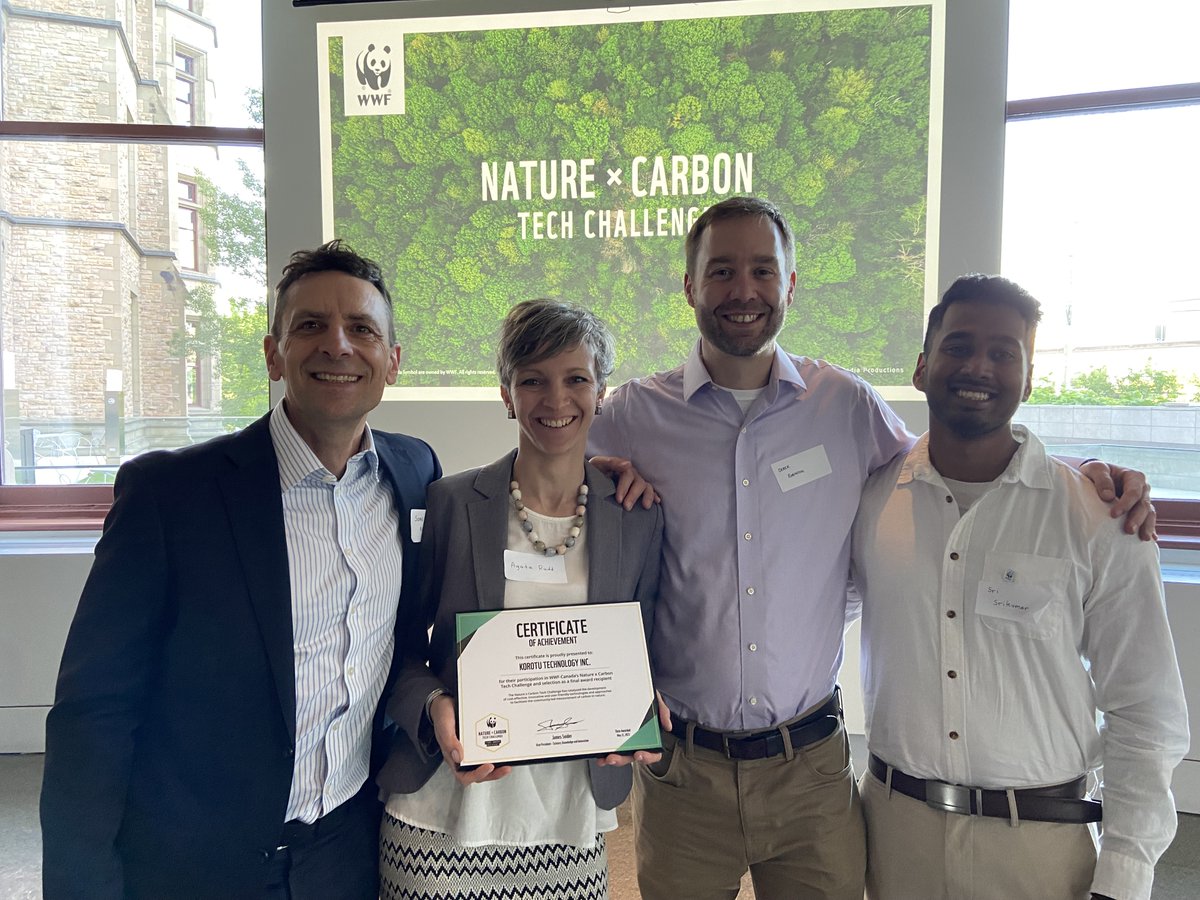 Very excited to continue working w Korotu to quantify #tree #carbon as a @WWFCanada @RBC @Microsoft Nature x Carbon Tech Finalist! Our @PhoenixLiDAR #drone / #uav & @MitacsCanada funded @GeogWaterloo #students are shown with other fantastic finalists. Thank you @WWFCanada!