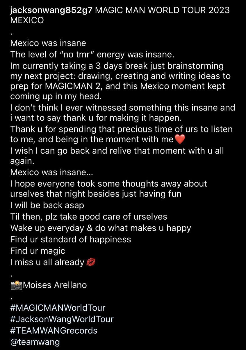 I just want to share with you his writing and the marvelous energy of love and hapiness this man has. From what I saw in Mexico, he was welcomed like a King. Never stop doing what you do #JacksonWang, it helps us all achieve our dreams! Believe in yourself you all and aim high!