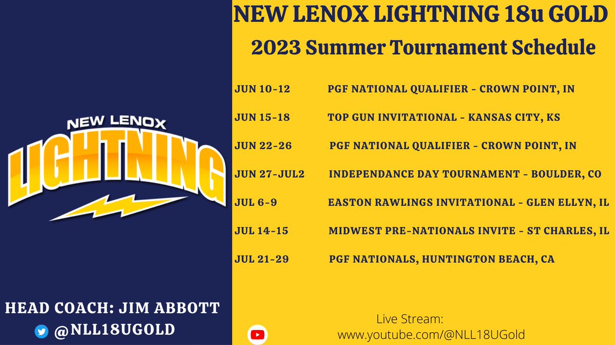 Let the games begin! 2023 Summer Tournament Schedule ⚡️