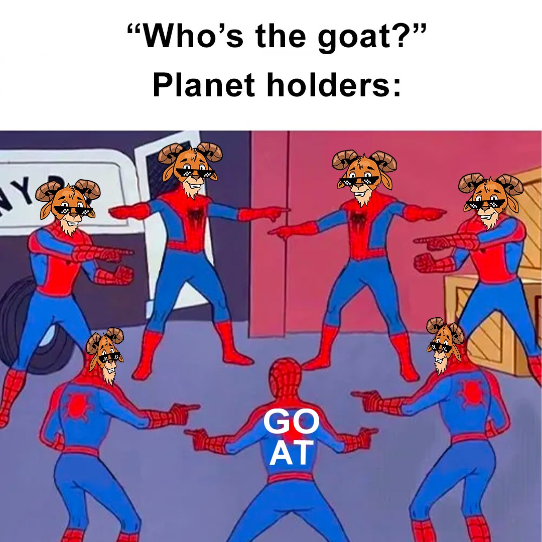 PlanetReFi's tweet photo. "Who's the GOAT?" 🐐👀
Well, the #GOATFam has spoken...🤑

Join the revolution and witness the rise of the true #GOAT! 🌕🚀⚡️ 
$PLANET #PLANETToken #PLANETGoat https://t.co/VdRCTzA2El