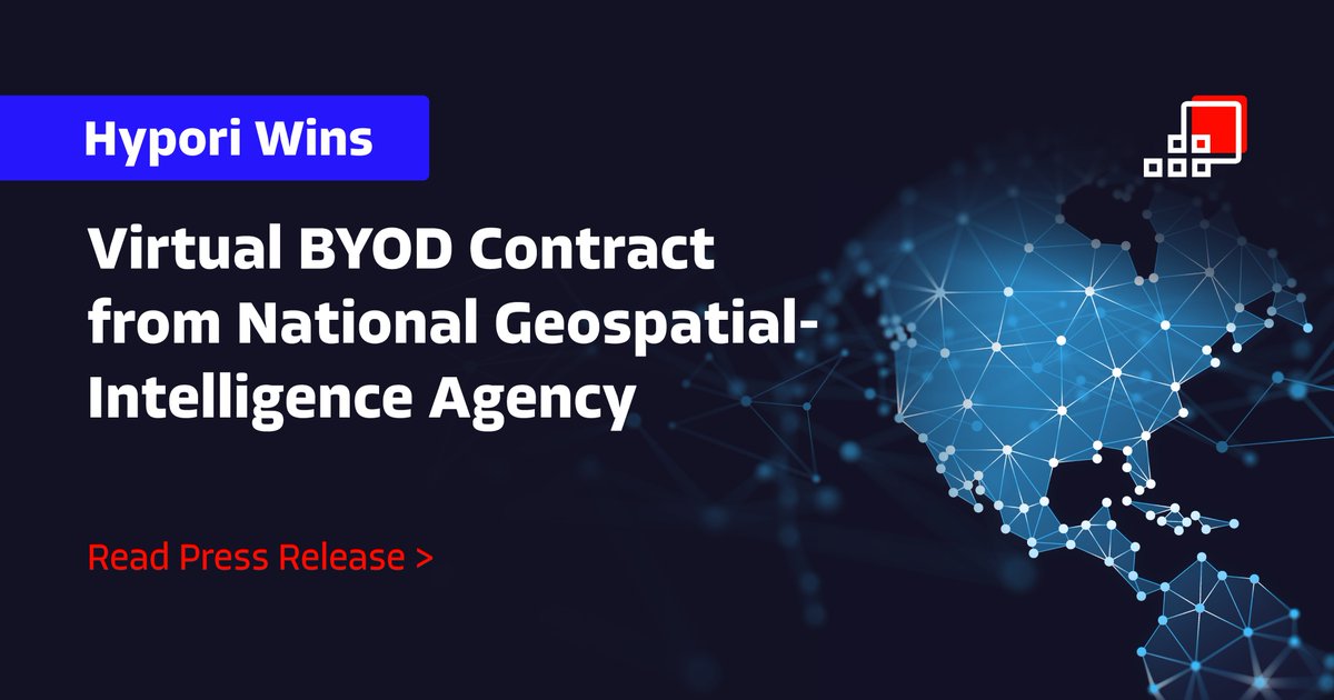 MyHypori's tweet photo. Hypori is awarded a 3-year @NGA_GEOINT contract supporting their mobile infrastructure transformation from government-provided cell phones to an unclassified virtual BYOD approach using #HyporiHalo. READ THE RELEASE --> https://t.co/DAC5B6lR6f
#VirtualBYOD
#VirtualGFE https://t.co/qNCjerSDll