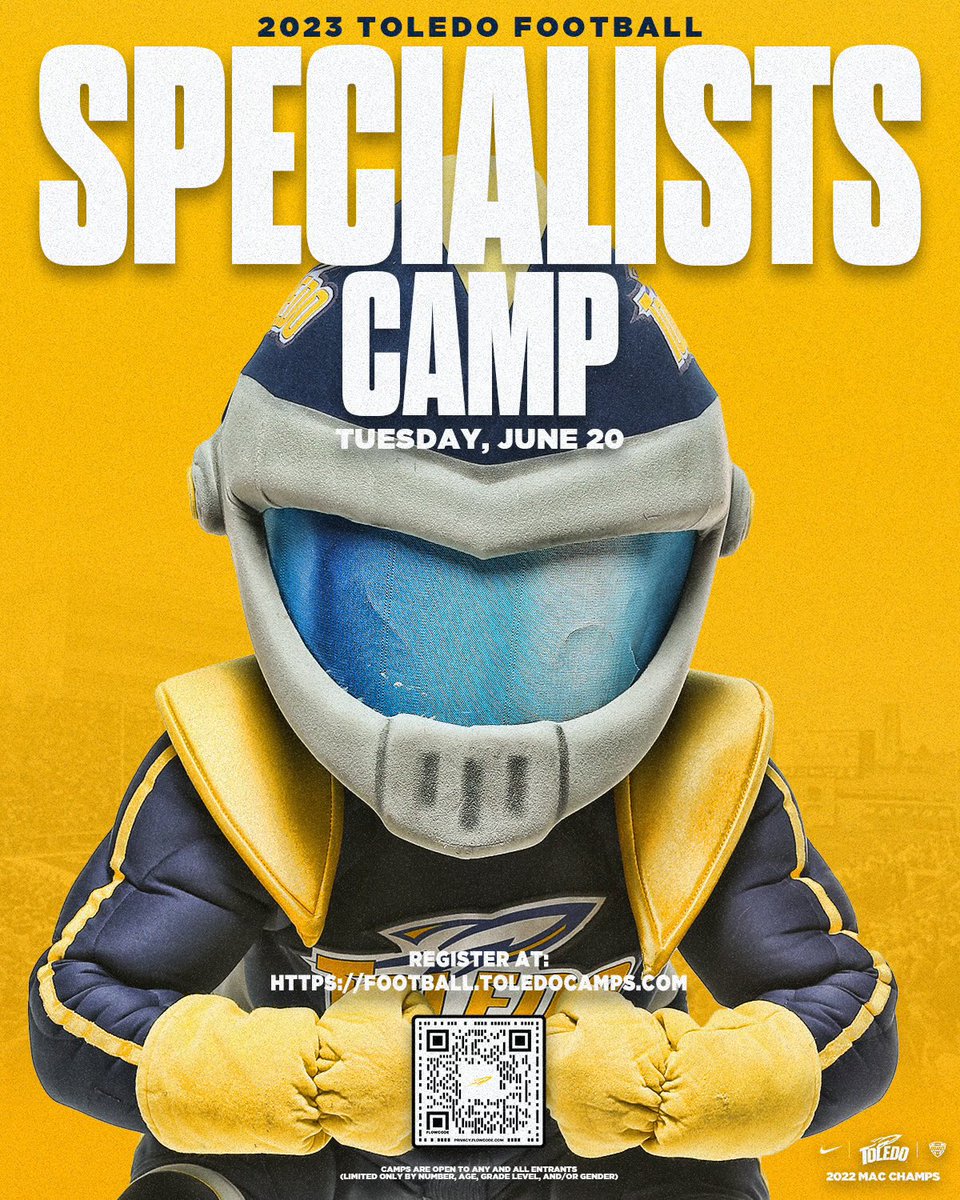 Specialists we are 2 weeks away! 🚀 

Mark your calendar and register today!

🗓️: June 20th

Come learn &amp; compete with <a href="/ToledoFB/">Toledo Football</a>!