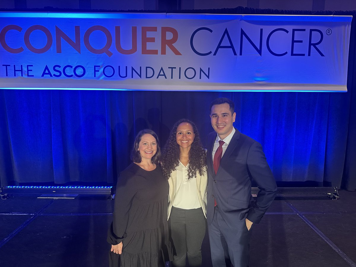 Had a blast at #ASCO23! So grateful to have received a @conquercancer YI Award. Even better, it was alongside BOTH of my brilliant, inspiring cofellows @karvMD and Danielle Kirkey! Through my training I’ve got a lot of people to be thankful for, and these two top the list!