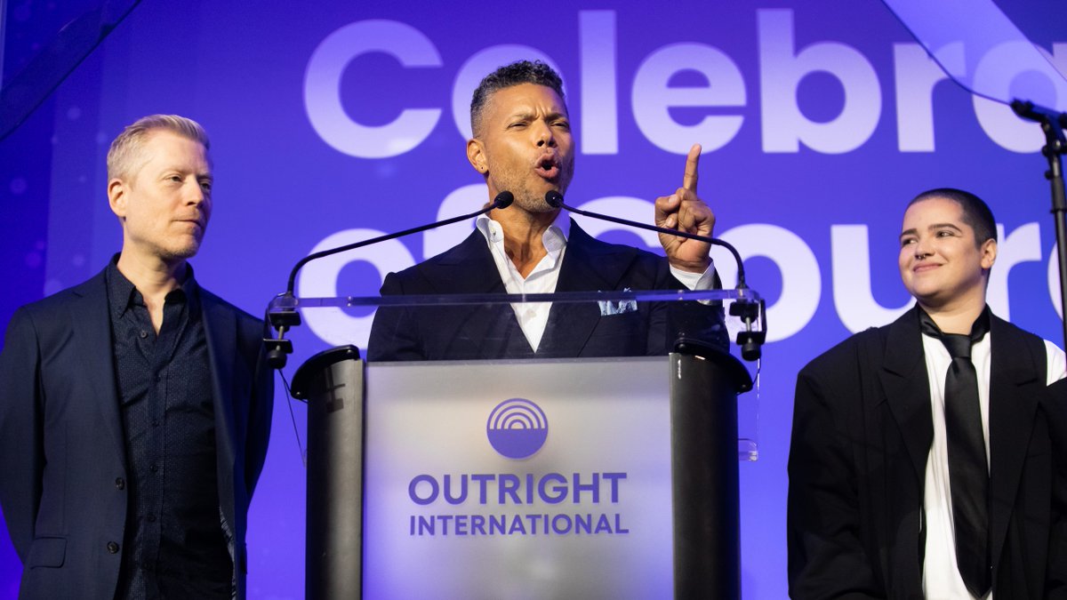 'On Discovery, we are the heroes of our own stories. No one saves us. We save our own lives, and in so doing, we hope to inspire you to do the same... Let’s take action together today, for better LGBTIQ lives tomorrow.' Wilson Cruz accepts the #OutrightCoC23 Outspoken Award on