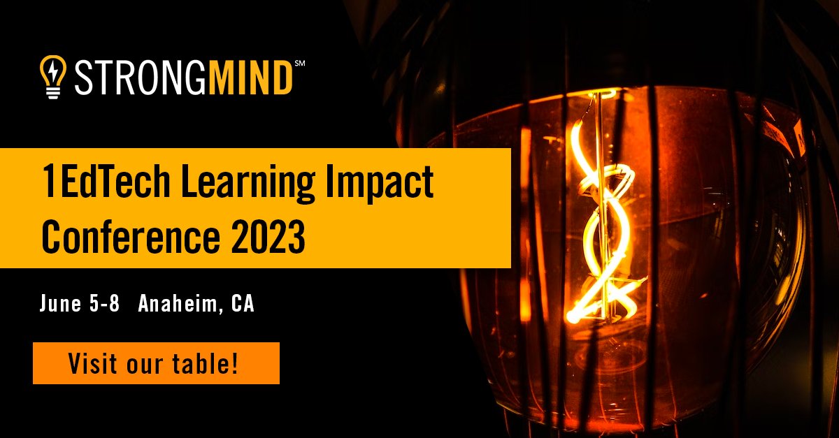 StrongMindSpark's tweet image. Enjoying #LearningImpact23? So are we! Come stop by our table between sessions and learn about StrongMind solutions!
