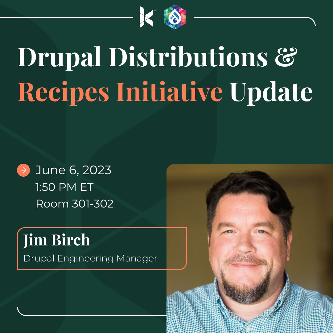 kanopi_studios's tweet image. IN ONE HOUR: Get the latest news on the "Drupal Distributions & Recipes Initiative Update" with Jim Birch, Drupal Engineering Manager at Kanopi Studios. Exclusively at #DrupalConPittsburgh #DrupalCon2023.
June 6 at 1:50 PM in room 301-302
events.drupal.org/pittsburgh2023…