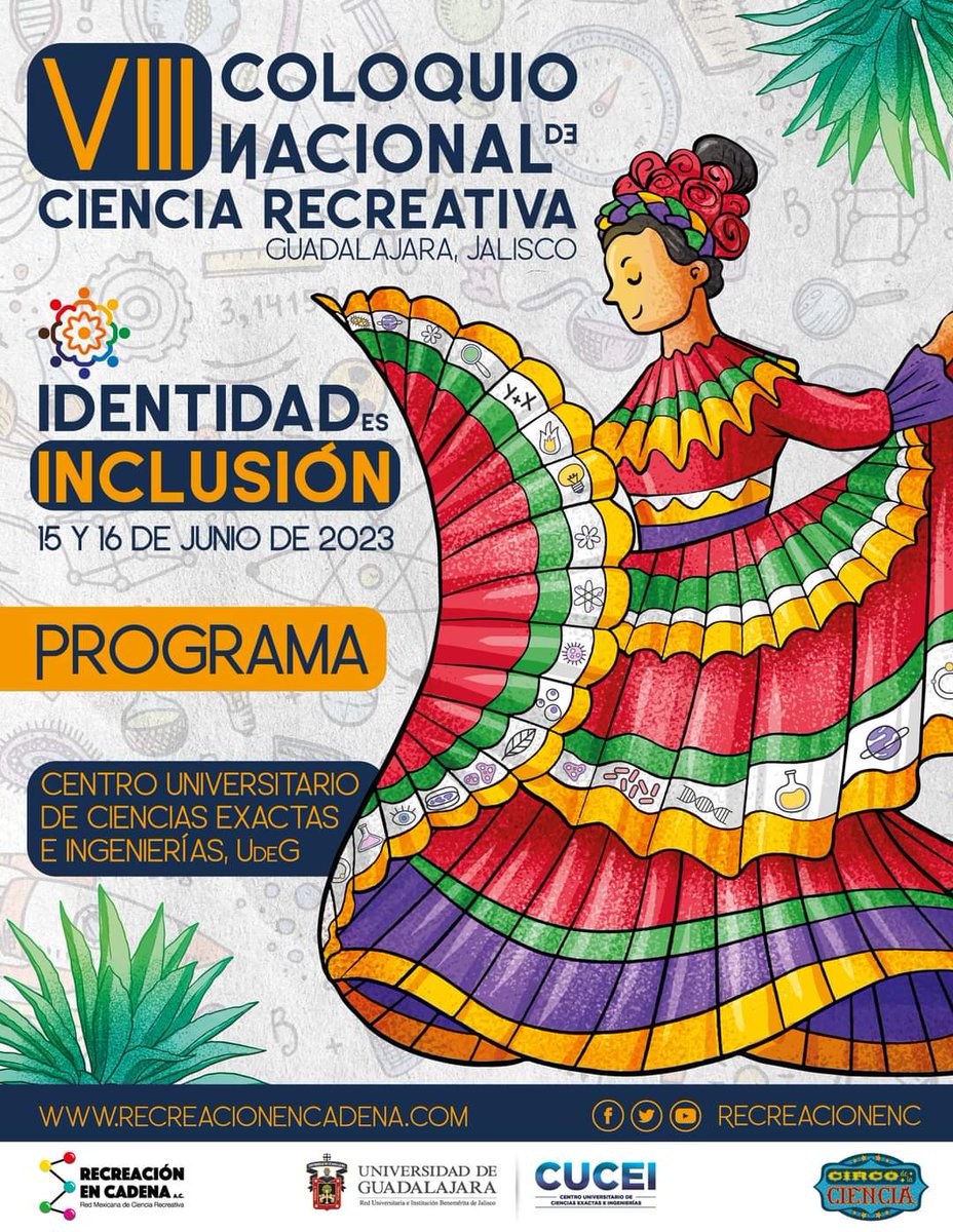 ¡Quedan muy pocos días para vernos en Guadalajara, Jalisco! ☺️🧬🔭⚛️

🧠 Conoce el programa de actividades del VIII Coloquio Nacional de Ciencia Recreativa 👉 bit.ly/CNCR2023

🪐 O descárgalo en el enlace 👉 bit.ly/ProgramaCNCR23

#CNCR2023 #CienciaRecreativa