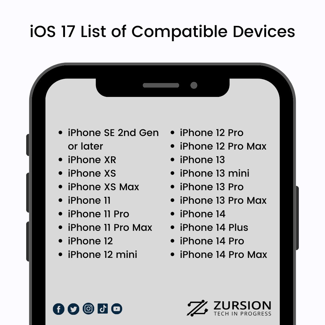 zursion's tweet image. List of iOS 17 compatible apple devices! Perhaps it is high time for an upgrade?

Checkout where to get your sweetest deals at: bit.ly/iPhoneZTip

#iPhone #ios17 #iOSCompatible #zursion