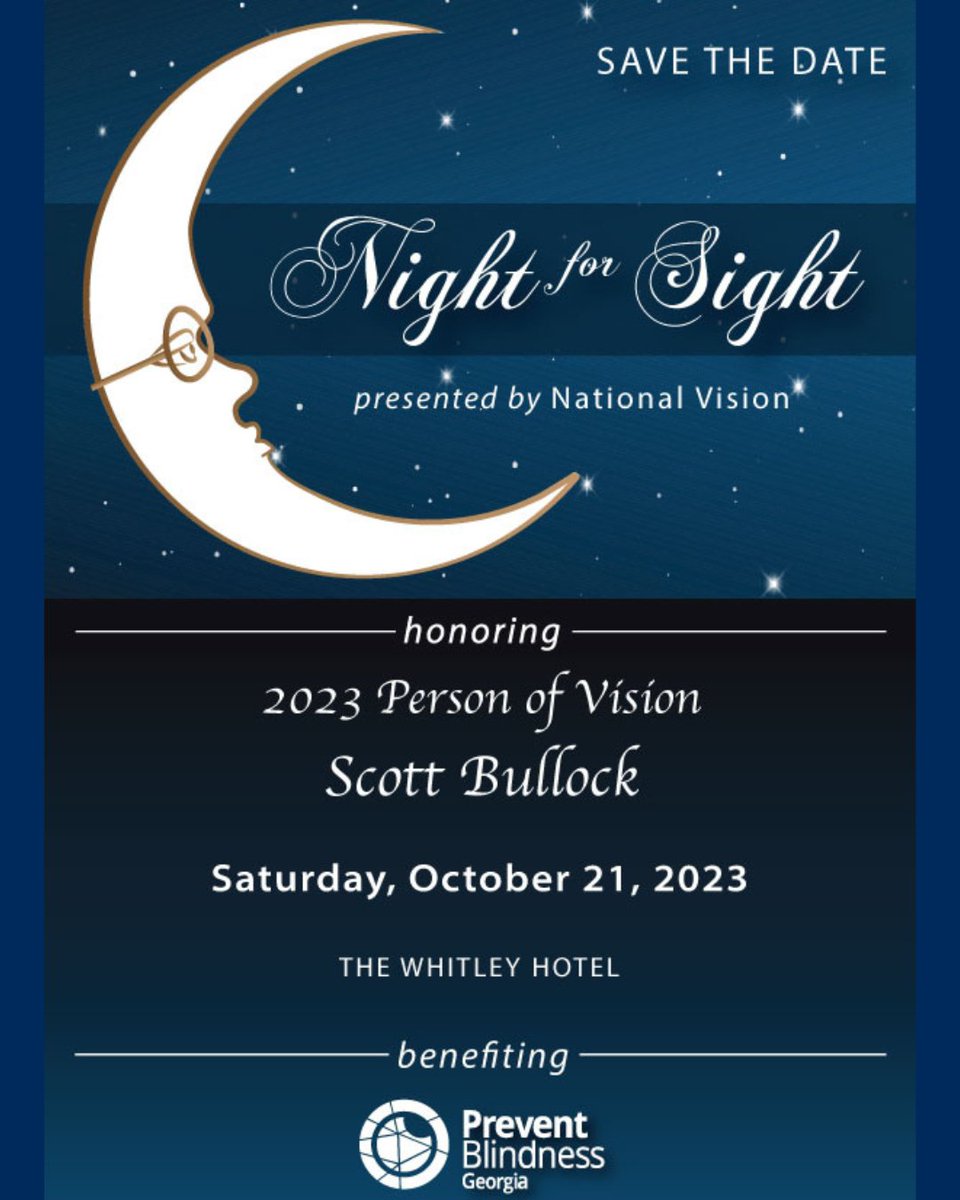 Save the Date!

We are excited to announce that our annual Night for Sight Gala🌙 will be on Saturday, October 21, 2023 at The Whitley Hotel. We will be honoring Scott Bullock - our 2023 Person of Vision!

Interested in sponsoring this event? Email events@pbga.org today!