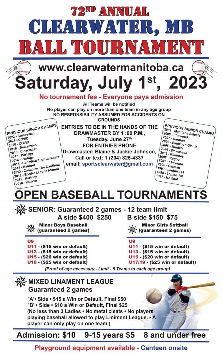 Clearwater_Ball's tweet image. Join us July 1st at the annual ball tournament!

We are accepting entries for all ages, more information below 👇