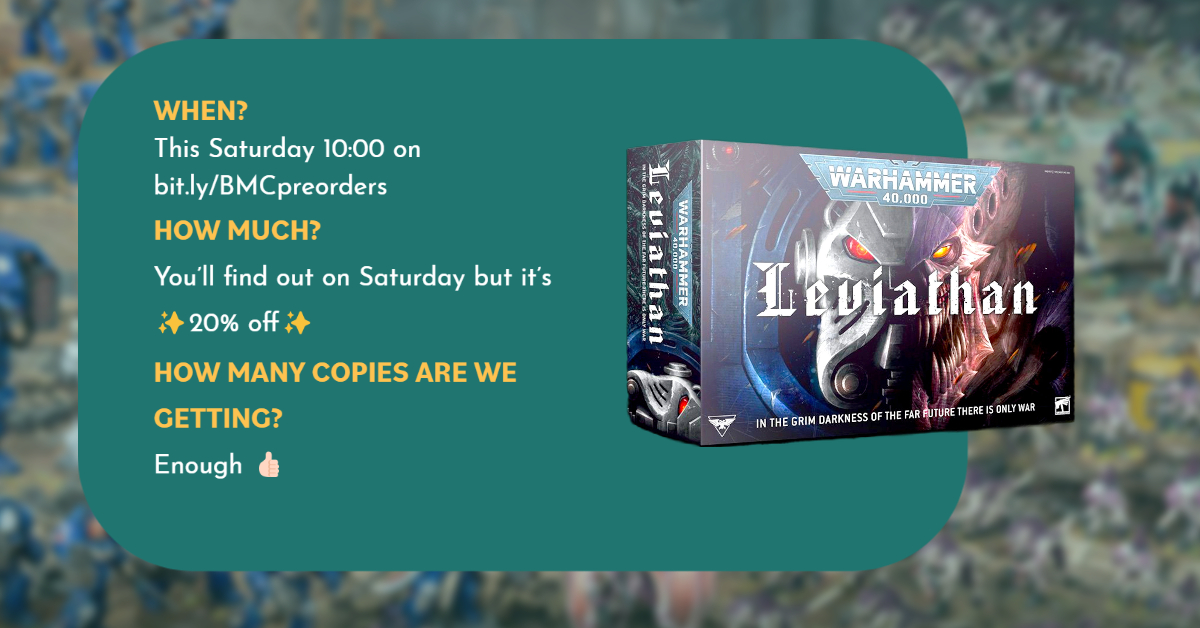 BadMoonCafe2's tweet photo. Are you excited? Preorders from this Saturday at 10am - https://t.co/HSjOAUTBQS
#warhammer40k #warhammer40000 #leviathan #warmongers #warhams #warhammer #warhammercommunity #new40k #spacemarines #primarismarines https://t.co/HFxwJby9BO