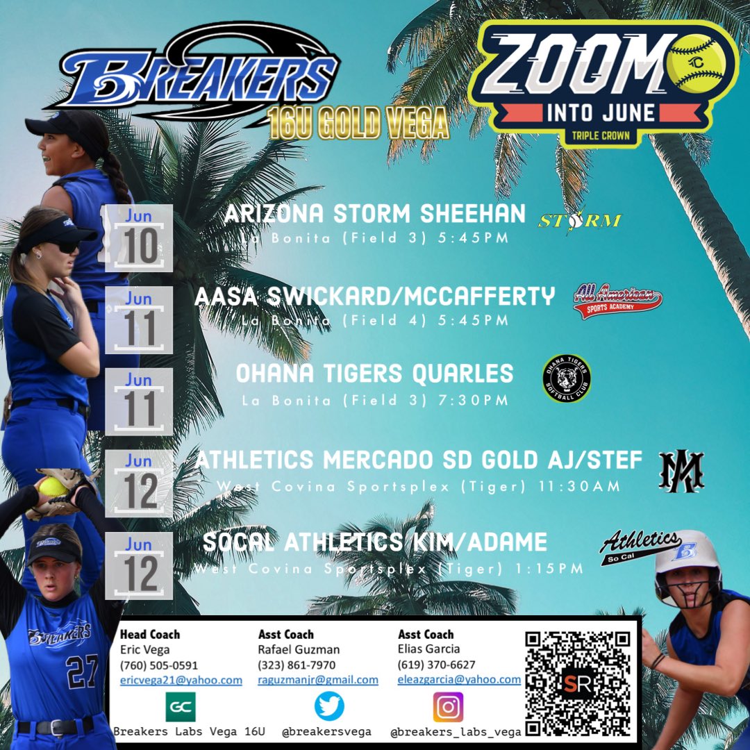 Breakers Labs Vega 16u (@breakersvega) on Twitter photo Come watch our talented group this weekend <a href="/TCSFastpitch/">TC Fastpitch</a> Zoom into June!
<a href="/TopPreps/">SPORTS NEWS, VIDEOS, GRAPHICS, EXPOSURE & MORE</a> <a href="/SBRRetweets/">Softball Recruiting Reposts</a> <a href="/UncommittedUsa/">UncommittedPlayersUSA</a> <a href="/D1Uncommitted/">Anthony Edwards</a> <a href="/tagupSoftball/">tagup</a> <a href="/SoftballPros/">CollegeSoftballProspects</a> @Softballlove7 <a href="/Softball_Home/">Softball Home🥎</a> <a href="/CoastRecruits/">Coast 2 Coast Recruits</a> Come watch our talented group this weekend <a href="/TCSFastpitch/">TC Fastpitch</a> Zoom into June!
<a href="/TopPreps/">SPORTS NEWS, VIDEOS, GRAPHICS, EXPOSURE & MORE</a> <a href="/SBRRetweets/">Softball Recruiting Reposts</a> <a href="/UncommittedUsa/">UncommittedPlayersUSA</a> <a href="/D1Uncommitted/">Anthony Edwards</a> <a href="/tagupSoftball/">tagup</a> <a href="/SoftballPros/">CollegeSoftballProspects</a> @Softballlove7 <a href="/Softball_Home/">Softball Home🥎</a> <a href="/CoastRecruits/">Coast 2 Coast Recruits</a>