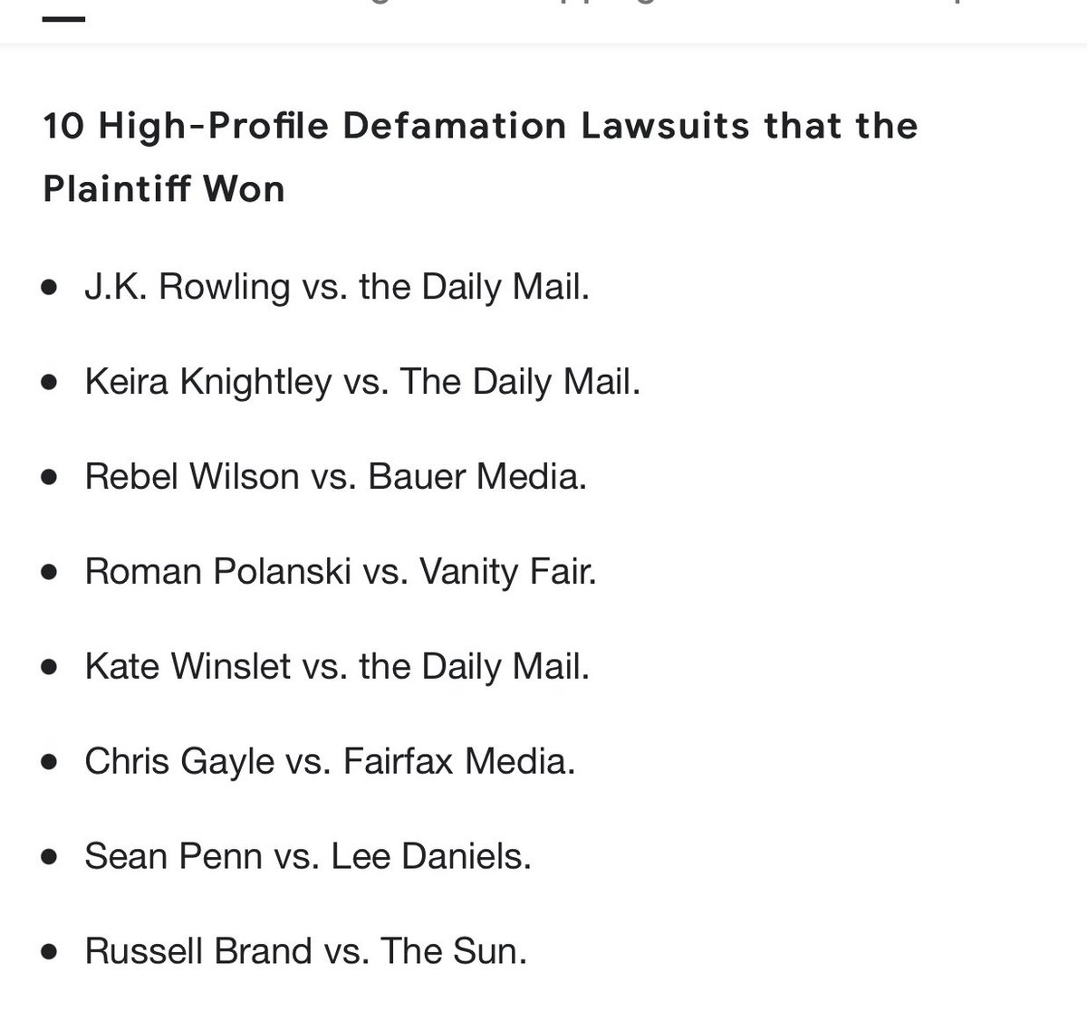 @CamillaTominey What about the other people suing?  Elton John and Hugh Grant?  Are they struggling with their fame too?  
What about Kate Winslet and Kiera Knightly?  They won lawsuits against the Daily Mail. Were they hysterical women too?  
Are they ALL paranoid?  I find that hard to believe