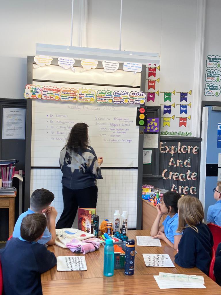 LangsidePri's tweet photo. Lovely to have Claire from Refuweegee in school today talking to P5m & P5c. We are currently reading “The Boy at the Back of the Class” and it was very insightful for the children to learn about all the fantastic support Refuweegee provides to refugees in Glasgow.
#refuweegee https://t.co/YyYyZlW4Pd