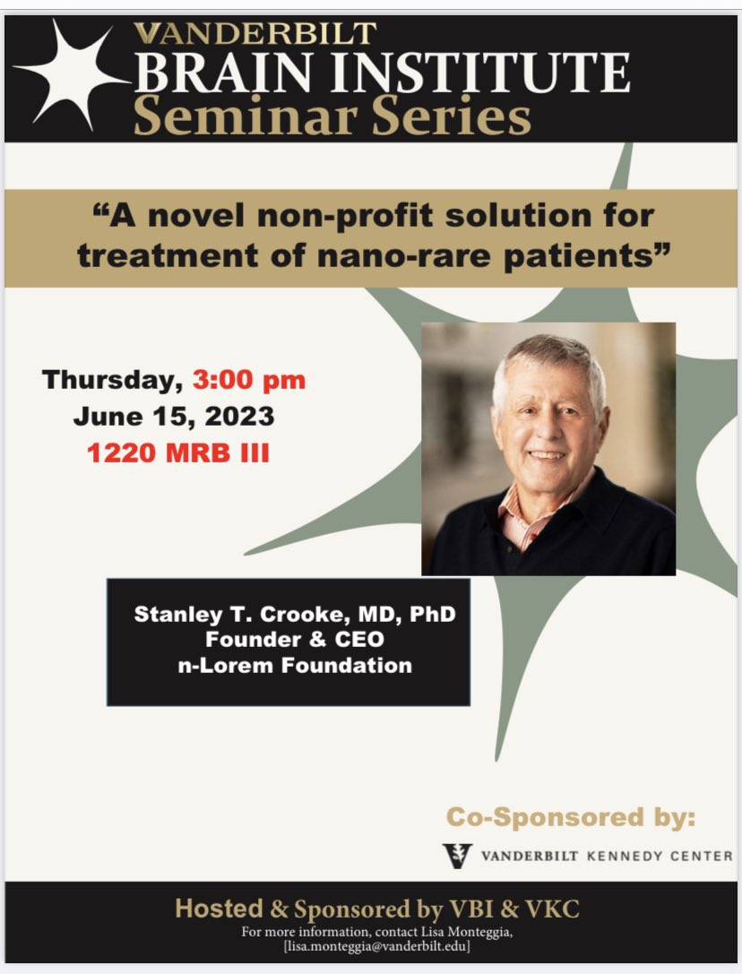 Terry Jo Bichell (@tjbichell) on Twitter photo Very excited about this seminar open to the public and jointly sponsored by <a href="/combined_brain/">COMBINEDBrain</a> and 2 Vanderbilt departments. Please come to the talk and stay for the reception. <a href="/n_lorem/">n-Lorem Foundation</a> #ASO #rare #cure I really think this is the wave of the future. Very excited about this seminar open to the public and jointly sponsored by <a href="/combined_brain/">COMBINEDBrain</a> and 2 Vanderbilt departments. Please come to the talk and stay for the reception. <a href="/n_lorem/">n-Lorem Foundation</a> #ASO #rare #cure I really think this is the wave of the future.