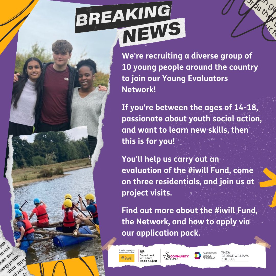 Looking for a new opportunity to make your voice heard this #PowerOfYouthDay?📣

We're looking for ten young people to join our Young Evaluators Network, working alongside our College team to co-create a new evaluation into the impact of the #iwillFund!👉 bit.ly/3I45dTc