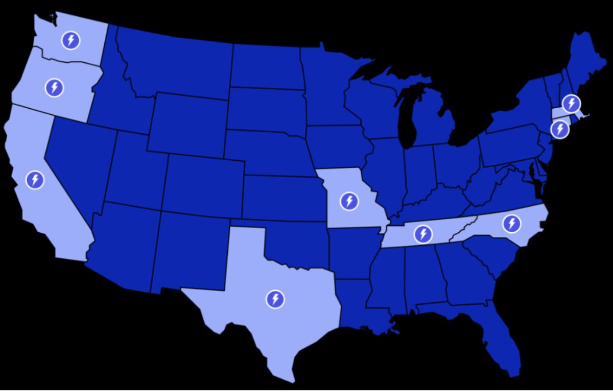 Last year we unveiled the PowerNode EV fast charging station in landmark testing with @EPRINews Today we announce our expansion to 9 new states around America 🇺🇸 This is BIG news for EV drivers for a couple main reasons . . . 🧵